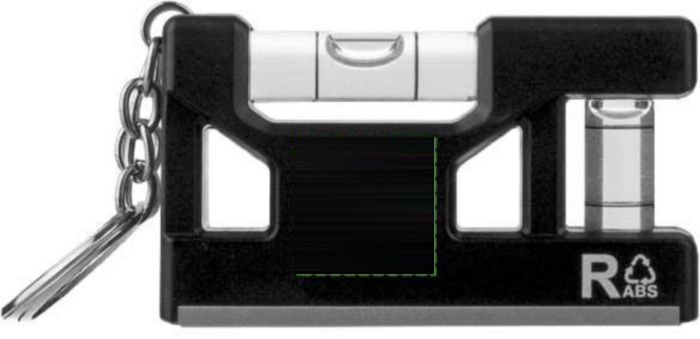 Gerecycled ABS sleutelhanger met waterpas Indira — drukvlak achterzijde
