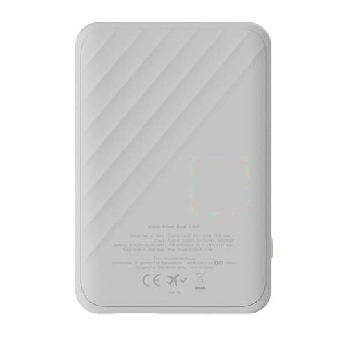 Xtorm XG205 Go2 snellaadbare powerbank van 12 W 5000 mAh — drukvlak achterzijde