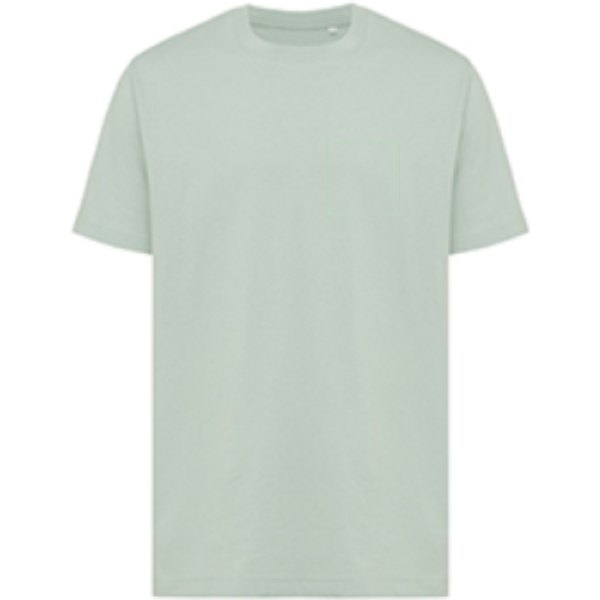 IQONIQ Kakadu relaxed gerecycled katoen t-shirt — drukvlak borst linkerzijde
