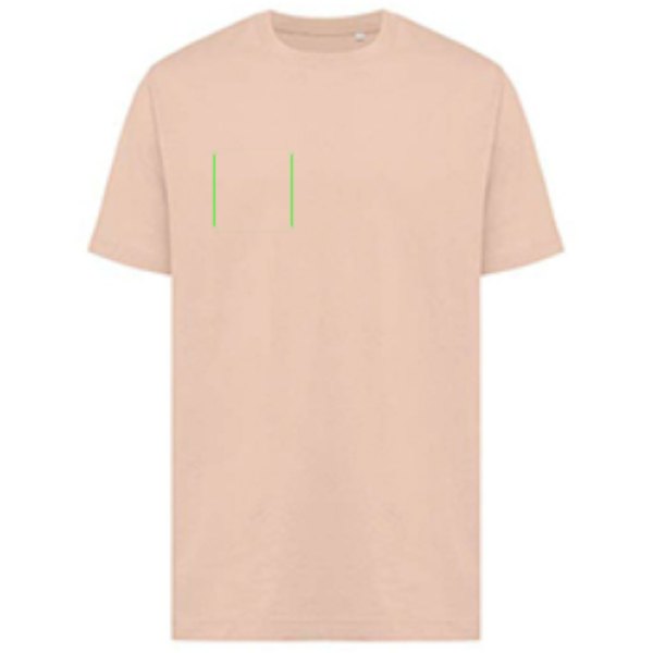 IQONIQ Kakadu relaxed gerecycled katoen t-shirt — drukvlak borst rechterzijde