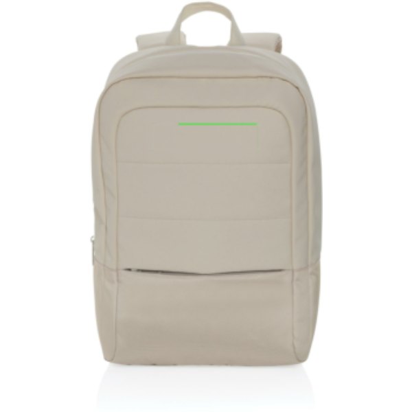 Armond AWARE™ RPET 15.6" standaard laptoprugzak — drukvlak artikel voorzijde boven