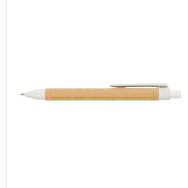 Write tarwestro en kurk pen — drukvlak naast clip