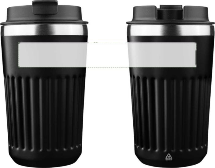 Gerecyclede roestvrijstalen reismok (400 ml) Chiara — drukvlak rondom