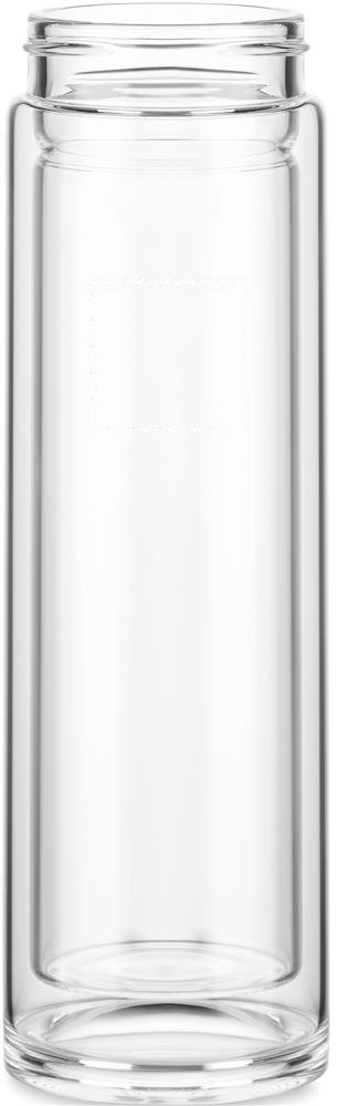 BATAMI - Glazen fles dubbelwandig 400ml — drukvlak voorzijde boven
