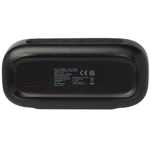 Stark 2.0 5 W gerecycled plastic IPX5 Bluetooth® speaker — drukvlak achterzijde links