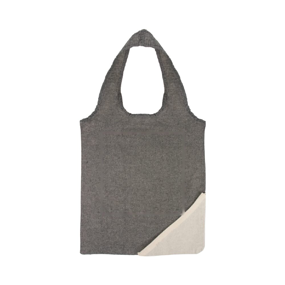 Boodschappentas Gerecycled katoen OEKO-TEX® 140g/m² 38x42cm — drukvlak midden op de voorzijde