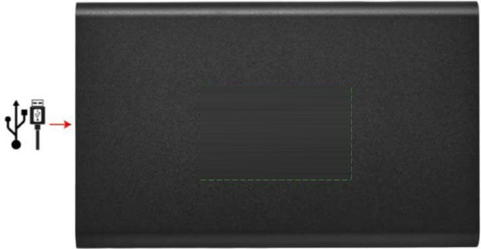 Powerbank Ezra | 4.000 mAh — drukvlak voorzijde