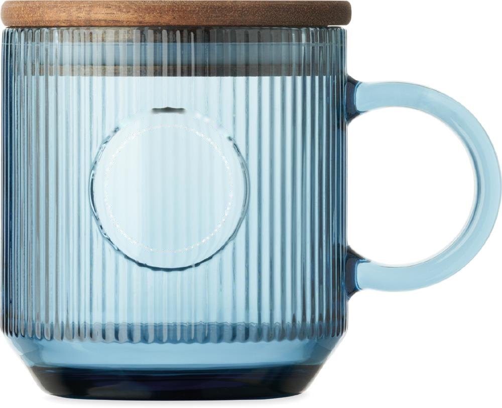 VITRIO MUG - Glazen mok met ribbels 300ml — drukvlak rechtshandig