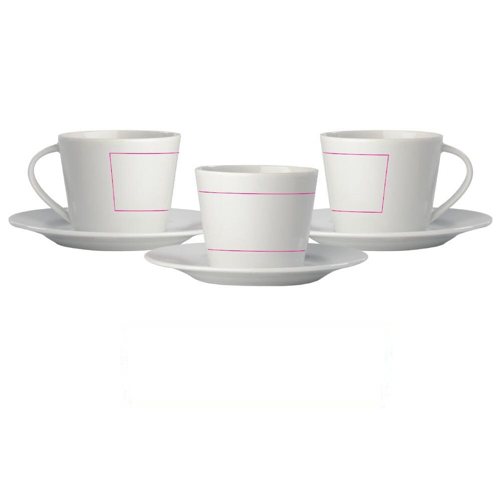 Kop & schotel Milano 160ml — drukvlak tegenover het handvat
