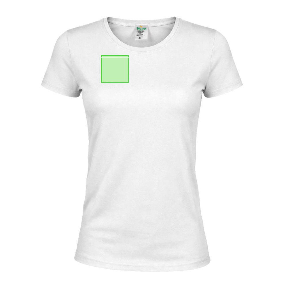 Wit Dames T-Shirt "keya" WCS180 — drukvlak rechterborst