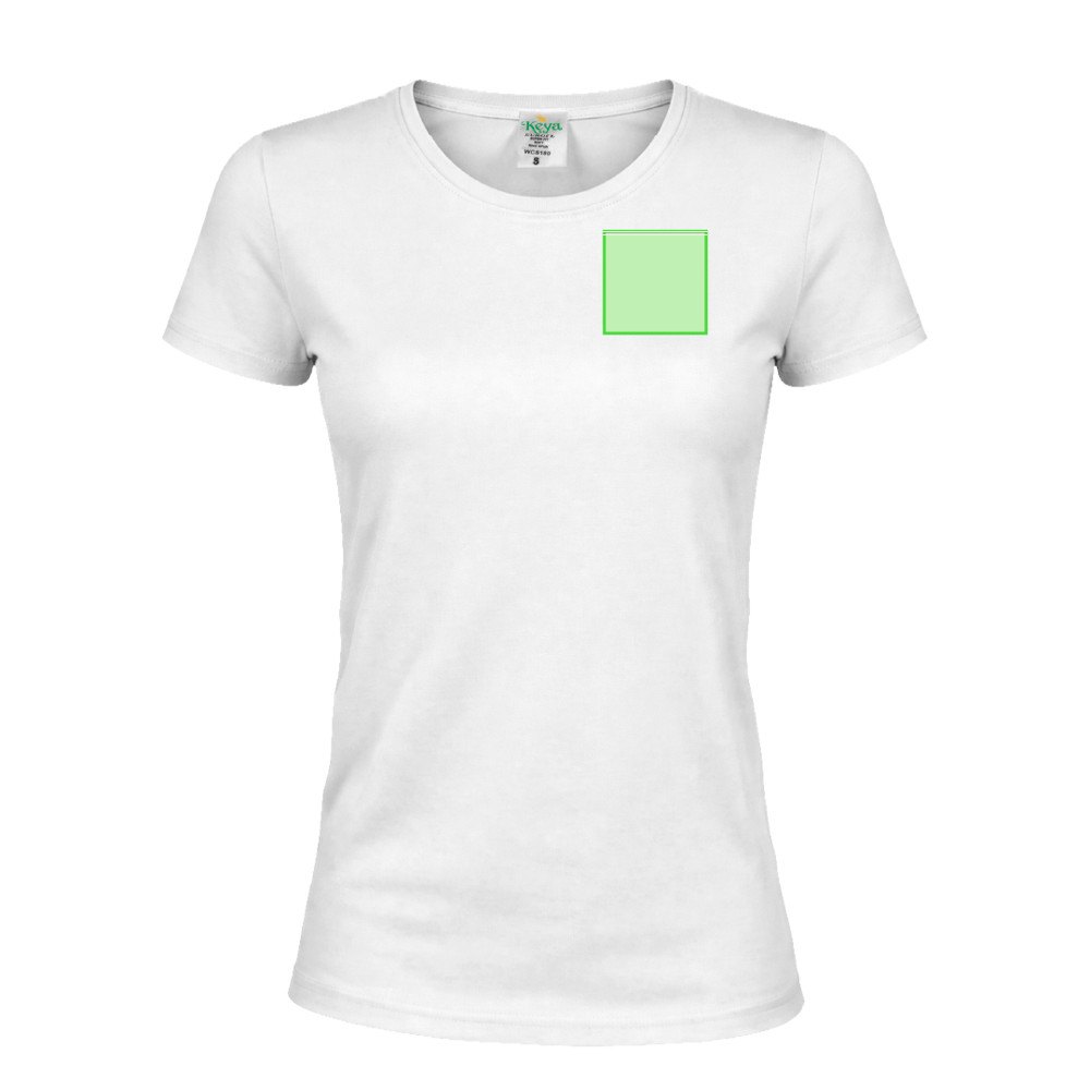 Wit Dames T-Shirt "keya" WCS180 — drukvlak linkerborst