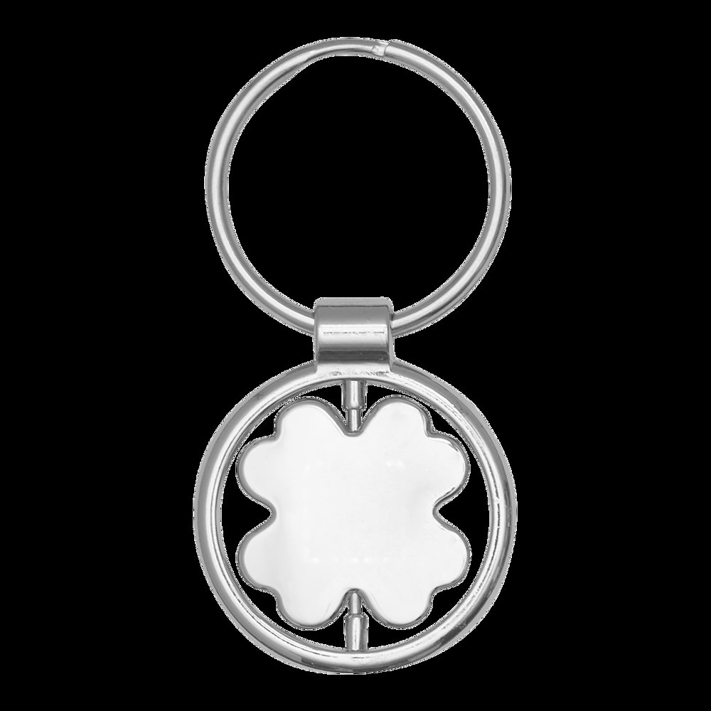 SPINNING CLOVER LEAF - Metalen sleutelhanger — drukvlak gecentreerd op het artikel