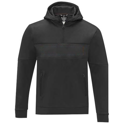 Sayan anorak heren sweater met halve rits en capuchon — drukvlak voorzijde