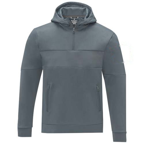 Sayan anorak heren sweater met halve rits en capuchon — drukvlak linker bicep