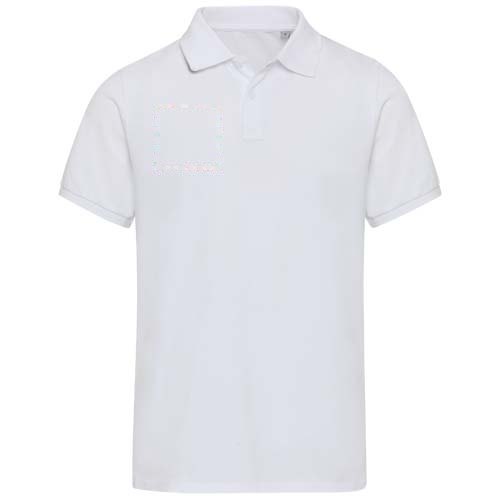 Beryl 220 g/m² unisex OCS gecertificeerde organische gerecyclede polo met korte mouwen — drukvlak rechter borst