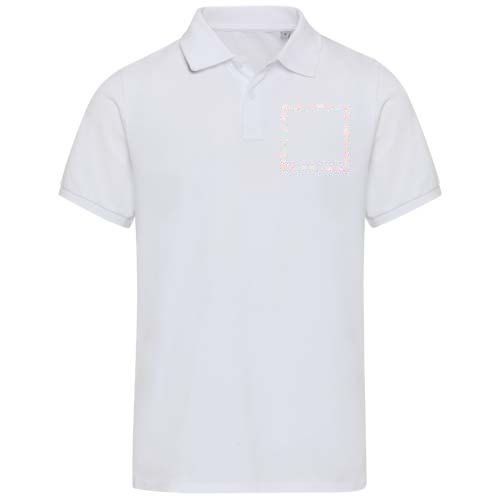 Beryl 220 g/m² unisex OCS gecertificeerde organische gerecyclede polo met korte mouwen — drukvlak linker borst