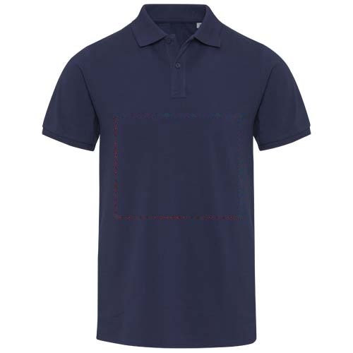 Beryl 220 g/m² unisex OCS gecertificeerde organische gerecyclede polo met korte mouwen — drukvlak impact volledige voorzijde