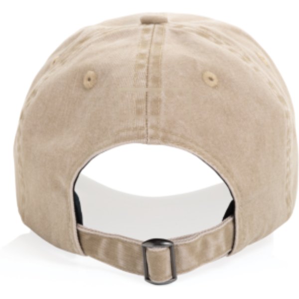 BEAU AWARE™ Washed 6 panel 270gsm cotton twill cap — drukvlak artikel achterzijde