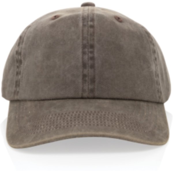 BEAU AWARE™ Washed 6 panel 270gsm cotton twill cap — drukvlak artikel voorzijde rechts