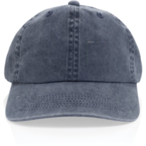 BEAU AWARE™ Washed 6 panel 270gsm cotton twill cap — drukvlak artikel voorzijde links