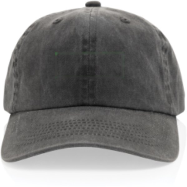 BEAU AWARE™ Washed 6 panel 270gsm cotton twill cap — drukvlak artikel voorzijde