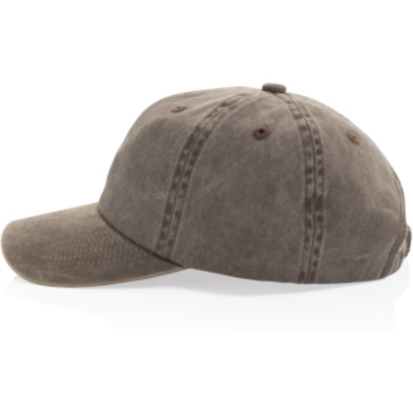 BEAU AWARE™ Washed 6 panel 270gsm cotton twill cap — drukvlak artikel zijkant links