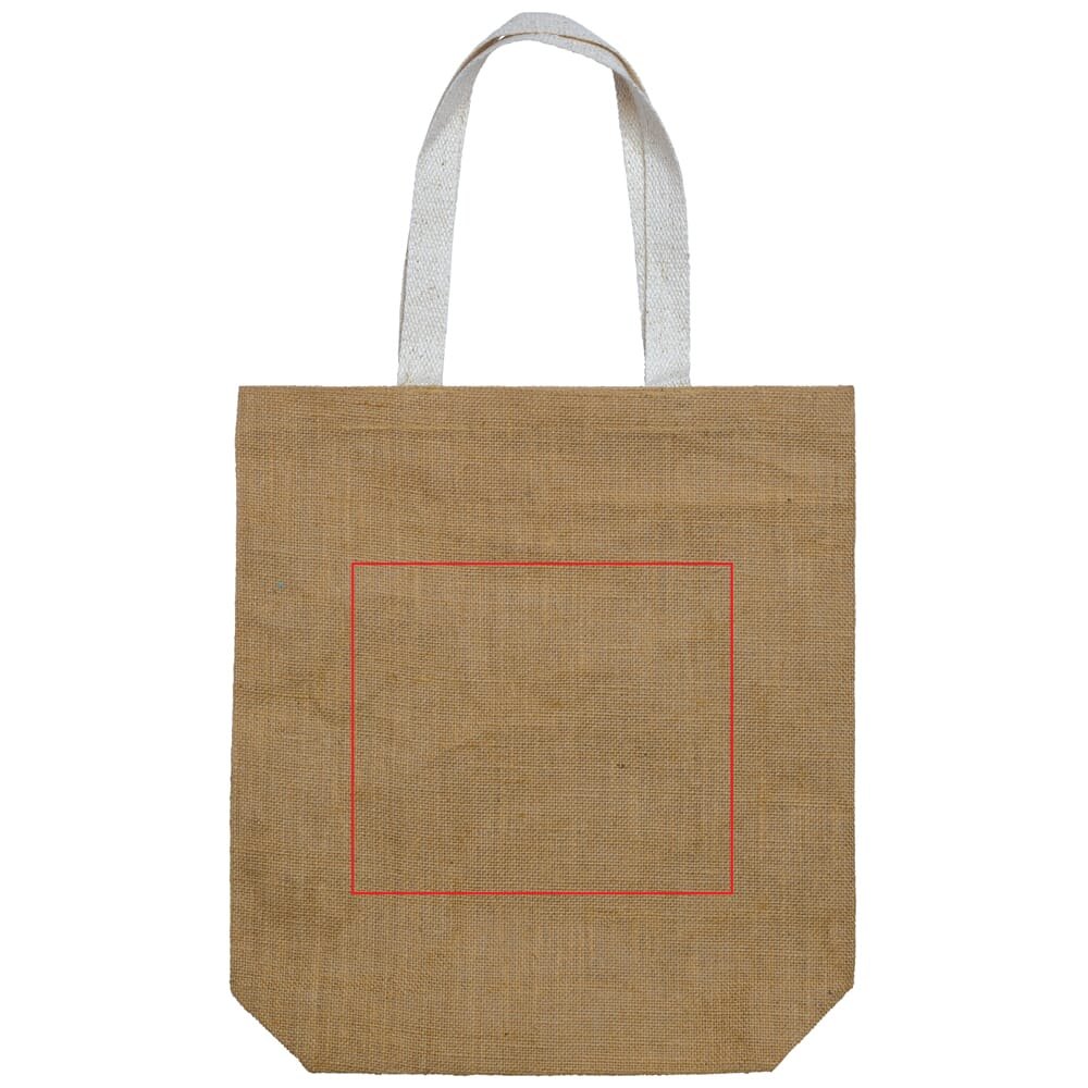 Schoudertas jute 340g/m² — drukvlak midden op de voorkant