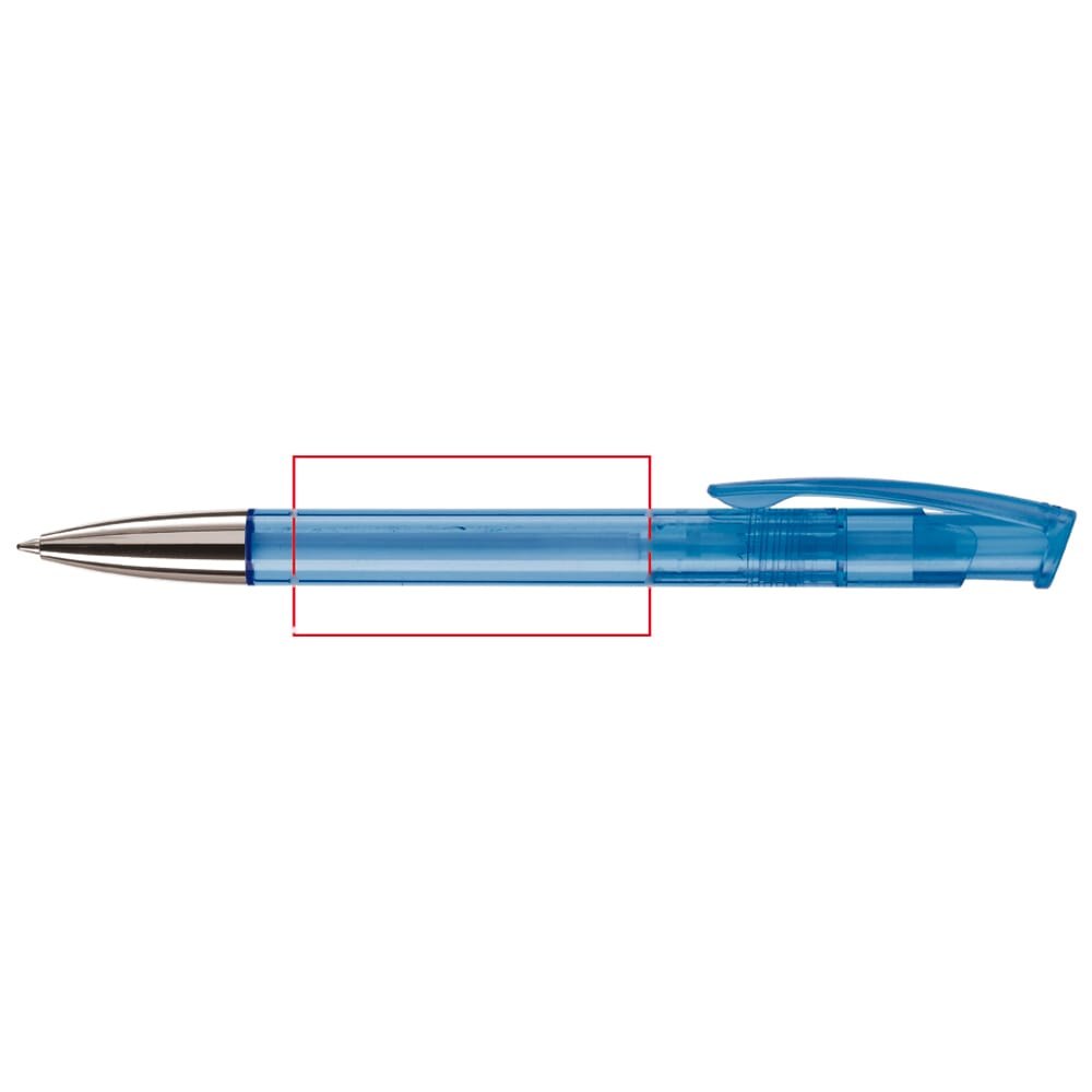 Balpen Avalon metal transparant — drukvlak 90 graden van de clip