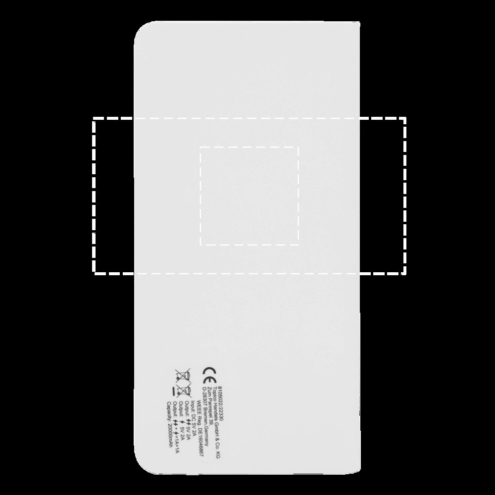 STORAGE - Powerbank — drukvlak gecentreerd op de achterkant