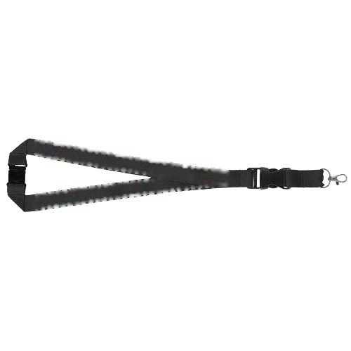 Yogi lanyard met afneembare gesp en veiligheidssluiting — drukvlak beide banden logo in dezelfde richting