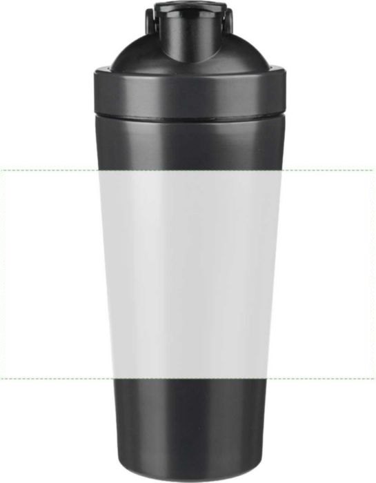 Gerecycled roestvrijstalen enkelwandige shaker (750 ml) Orla — drukvlak rondom