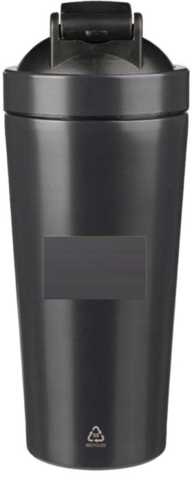 Gerecycled roestvrijstalen enkelwandige shaker (750 ml) Orla — drukvlak achterzijde