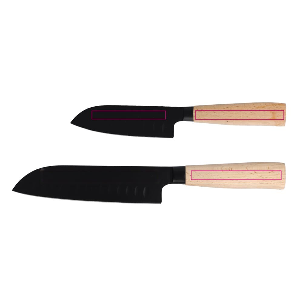 InSideOut Santoku 2pc Messenset Ravn — drukvlak handvat 1