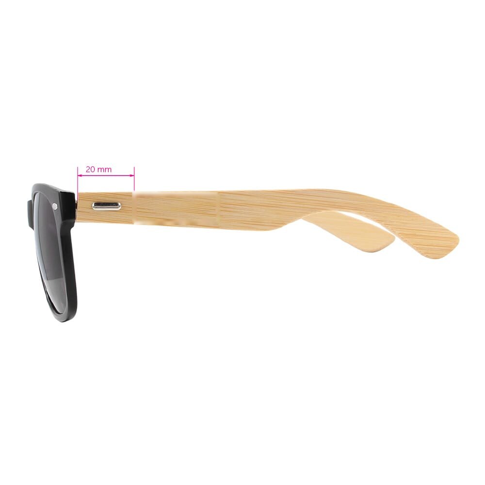Justin RPC zonnebril met bamboe UV400 — drukvlak 1 cm vanaf scharnier links