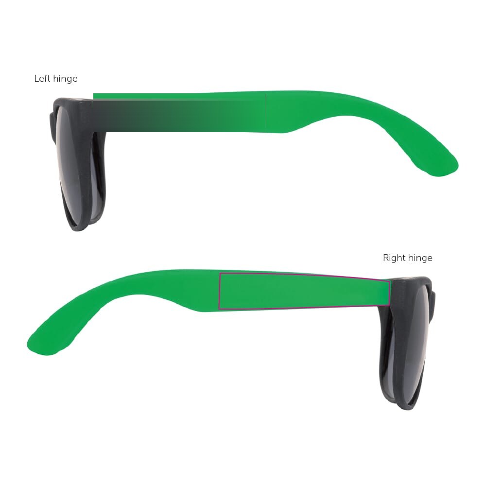 Zonnebril neon UV400 — drukvlak 1 cm van linker- en rechterscharnier