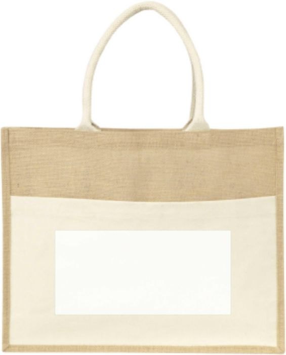 Jute tas Livvie | Gelamineerd | 325 g/m² — drukvlak voorvak