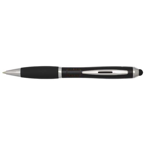 Nash RCS balpen met stylus van gerecycled plastic met gekleurde behuizing en zwarte grip (blauwe inkt) — drukvlak verlengde van de clip