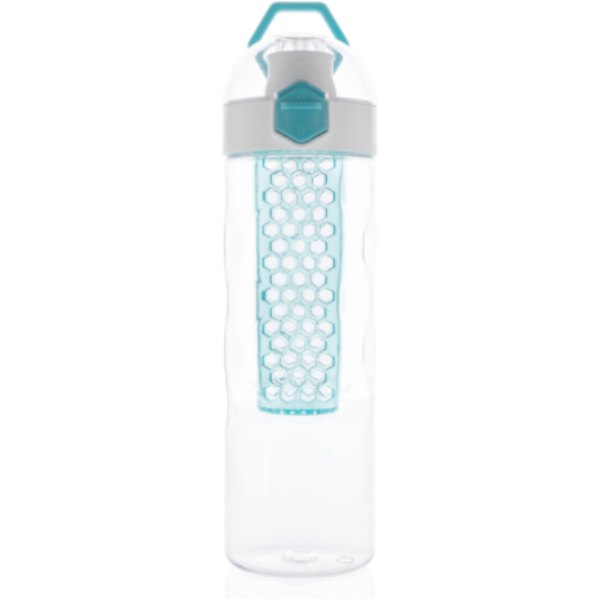 Honeycomb afsluitbare lekvrije waterfles met infuser — drukvlak artikel voorzijde onder