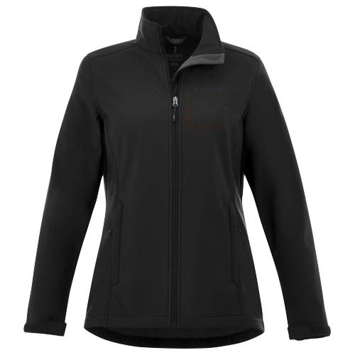 Maxson softshell dames jas — drukvlak linker borst