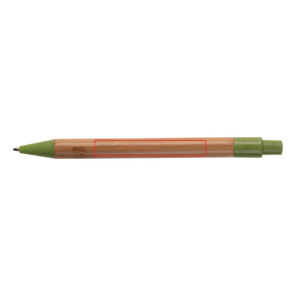 Ball pen bamboe met tarwestro — drukvlak 180 graden van de clip