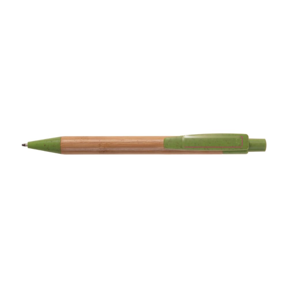 Ball pen bamboe met tarwestro — drukvlak op de clip