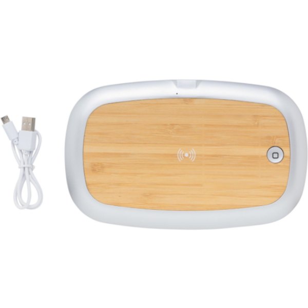 Rena UV-C sterilisatie box met 5W draadloze oplader — drukvlak artikel bovenzijde rechts