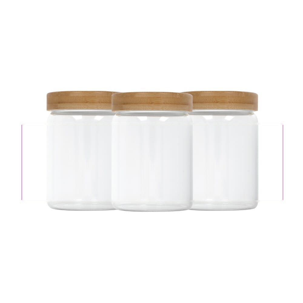Canister glas & bamboe 900ml — drukvlak rondom
