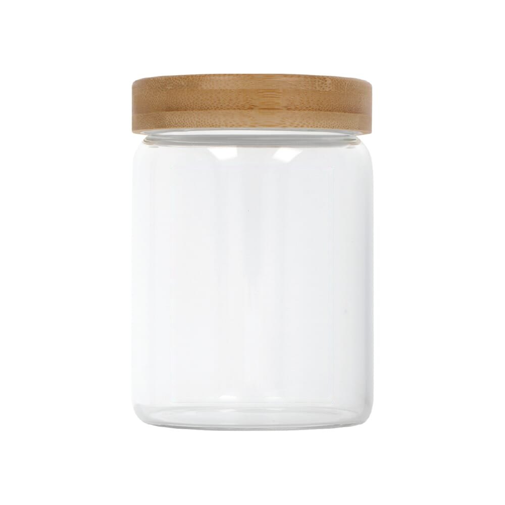 Canister glas & bamboe 900ml — drukvlak op het glas