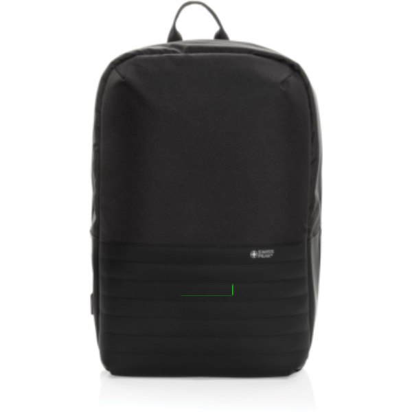 Swiss Peak AWARE™ RFID anti-diefstal 15.6" laptoprugzak — drukvlak artikel voorzijde onder