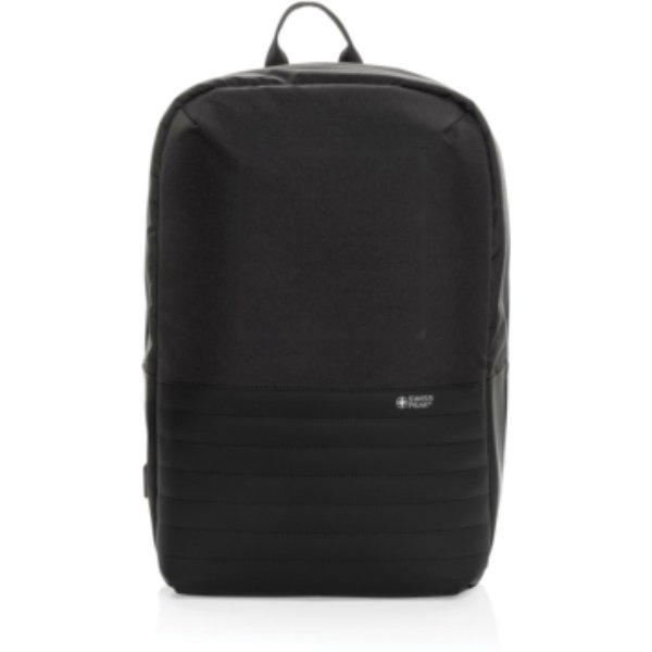 Swiss Peak AWARE™ RFID anti-diefstal 15.6" laptoprugzak — drukvlak artikel voorzijde boven