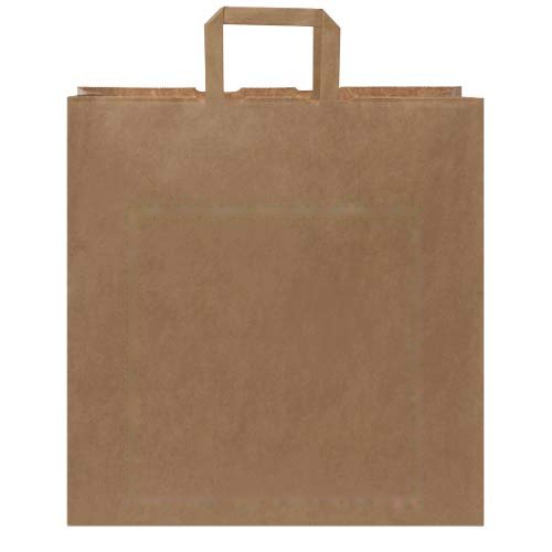 Papieren tas 80-90 g/m2 gemaakt van kraftpapier met platte handgrepen - 34 x 20 x 35 cm — drukvlak voorzijde