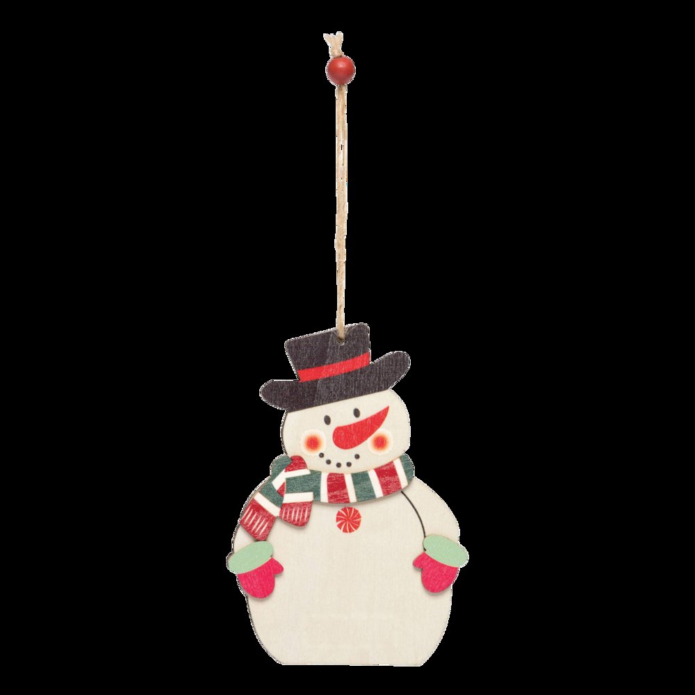 WOODEN SNOWI - Cadeau / boomhanger — drukvlak gecenteerd op witte onderkant voorkant