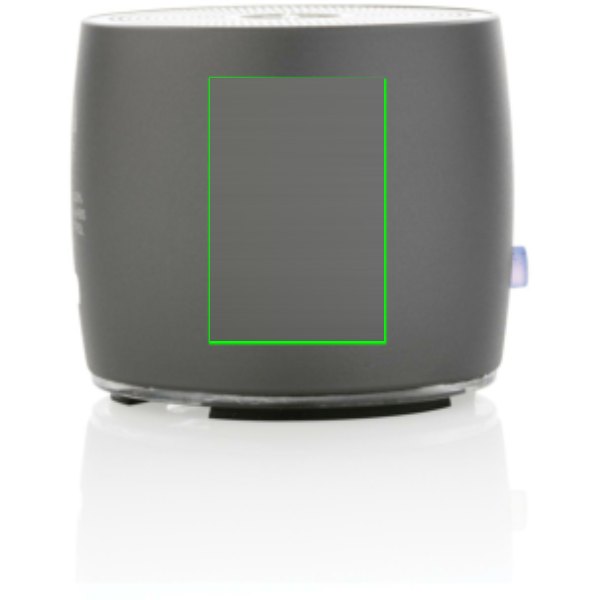 Swiss Peak RCS gerecycled aluminium 3W bass speaker — drukvlak artikel zijkant links