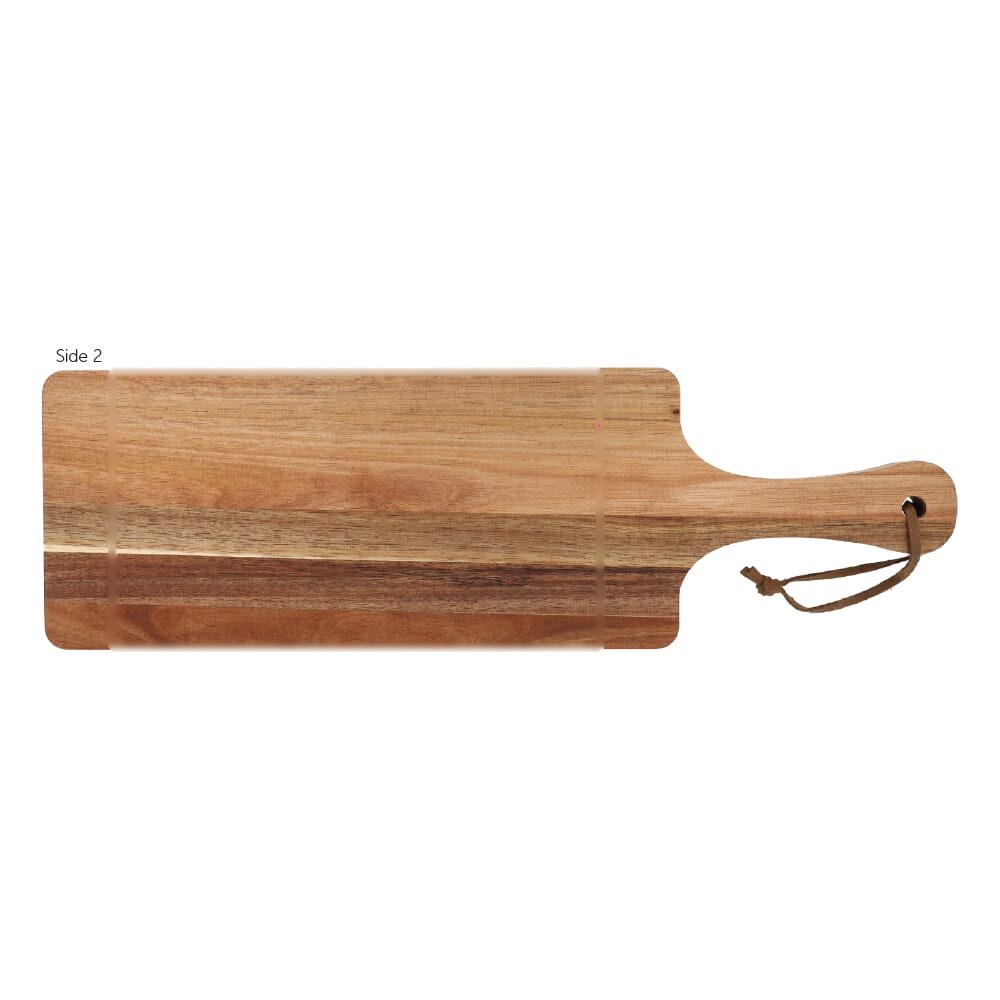 Acacia serveerplank 38 x 11,7 x 1,5cm — drukvlak op de achterkant